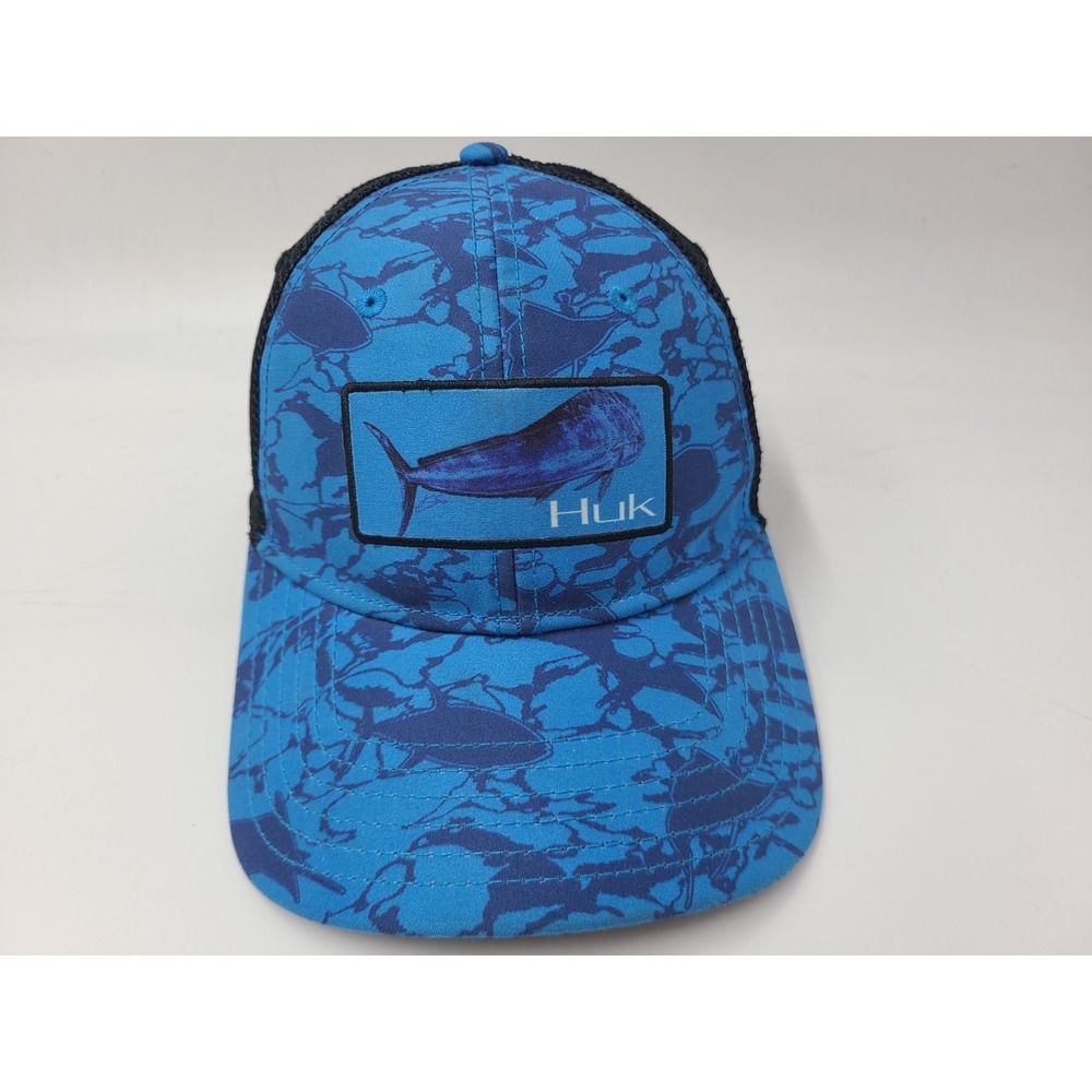 Huk Performance Fishing Mesh Trucker Snapback Hat Cap Water Men Women Blue Black